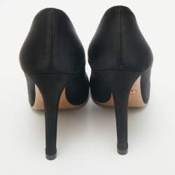 Prada Black Satin Round Toe Pumps Size 38.5