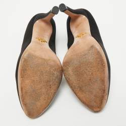 Prada Black Satin Round Toe Pumps Size 38.5
