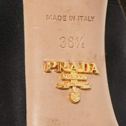 Prada Black Satin Round Toe Pumps Size 38.5