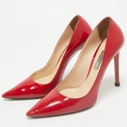 Prada Red Patent Leather Pointed Toe Pumps Size 39