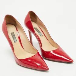 Prada Red Patent Leather Pointed Toe Pumps Size 39