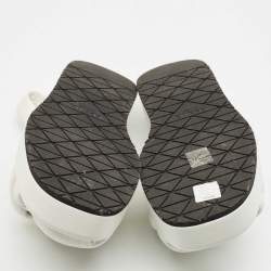 مملوكة مسبقًا صندل برادا نعل سميك ذو حزام خلفي مخده جلد أبيض مقاس 40