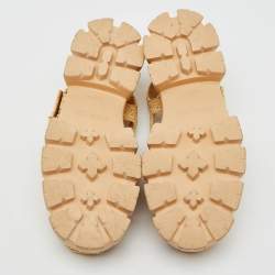 Prada Beige Raffia Monolith Platform Sandals Size 40