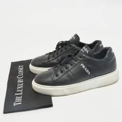 Prada Black Leather Low Top Sneakers Size 39.5