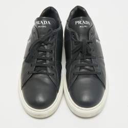 Prada Black Leather Low Top Sneakers Size 39.5