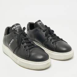 Prada Black Leather Low Top Sneakers Size 39.5