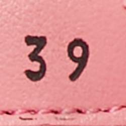 Pre Owned Prada Pink Shearling Logo Slide Flats Size 39