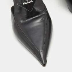 Prada Black  Saffiano Leather Logo Mules Size 40