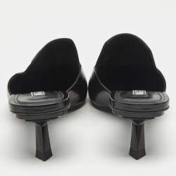 Prada Black  Saffiano Leather Logo Mules Size 40