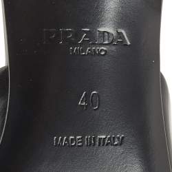 Prada Black  Saffiano Leather Logo Mules Size 40