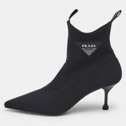 Pre Owned Prada Black Neoprene Ankle Boots Size 39