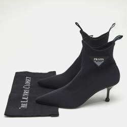 Pre Owned Prada Black Neoprene Ankle Boots Size 39