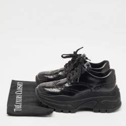 Prada Black Leather Brogue Derby Chunky Platform Sneakers Size 36