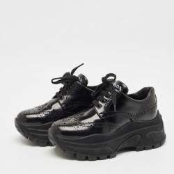 Prada Black Leather Brogue Derby Chunky Platform Sneakers Size 36