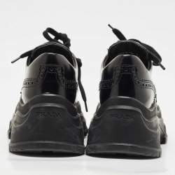 Prada Black Leather Brogue Derby Chunky Platform Sneakers Size 36