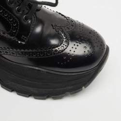 Prada Black Leather Brogue Derby Chunky Platform Sneakers Size 36