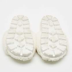Prada White Shearling Terry Flat Slides  Size 39