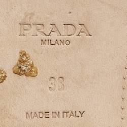 Prada Beige Suede Crystals Embellished Flat Sandals Size 38