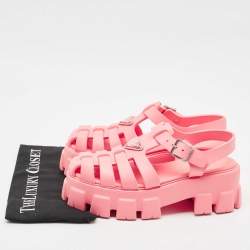 Prada Pink Rubber Monolith Platform Sandals Size 39