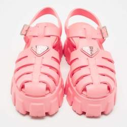 Prada Pink Rubber Monolith Platform Sandals Size 39