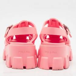 Prada Pink Rubber Monolith Platform Sandals Size 39