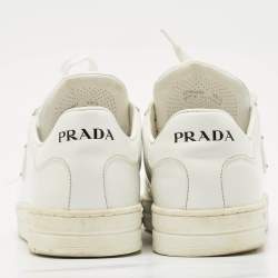 Prada White Leather Low Top Sneakers Size 39.5