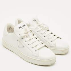 Prada White Leather Low Top Sneakers Size 39.5
