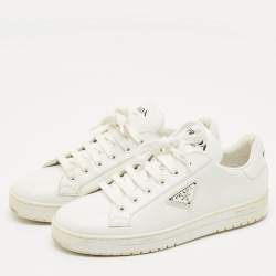 Prada White Leather Low Top Sneakers Size 39.5