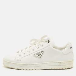 Prada White Leather Low Top Sneakers Size 39.5