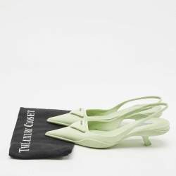 Prada Green Leather Bow Slingback Pumps Size 37.5