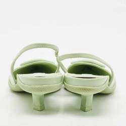 Prada Green Leather Bow Slingback Pumps Size 37.5