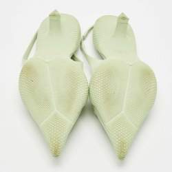 Prada Green Leather Bow Slingback Pumps Size 37.5