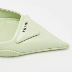 Prada Green Leather Bow Slingback Pumps Size 37.5