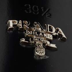 Prada Black Satin Crystal Embellished Ankle Strap Platform Sandals Size 39.5