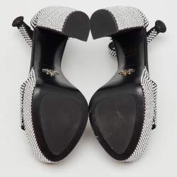 Prada Black Satin Crystal Embellished Ankle Strap Platform Sandals Size 39.5