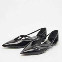 Prada Black Brushed Leather Ballet Flats Size 38