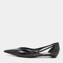 Prada Black Brushed Leather Ballet Flats Size 38