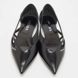Prada Black Brushed Leather Ballet Flats Size 38