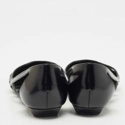 Prada Black Brushed Leather Ballet Flats Size 38