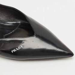 Prada Black Brushed Leather Ballet Flats Size 38