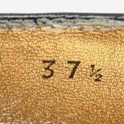 Pre Owned Prada Black Leather Platform Espadrille Flats Size 37.5