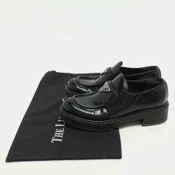 Prada Black Leather Slip On Loafers Size 35.5