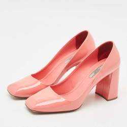 Prada Pink Patent Leather Block Heel Pumps Size 39.5