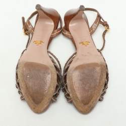 Prada Brown Leather Strappy Slingback Sandals Size 39.5
