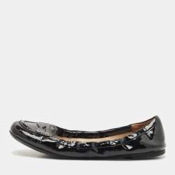 Prada Black Patent Leather Scrunch Ballet Flats Size 37