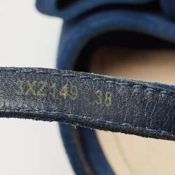 Prada Blue Suede Bow Cork Wedge Slingback Sandals Size 38