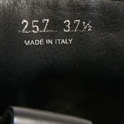 Pre Owned Prada Black Leather and Nylon Monolith Combat Boots Size 37.5