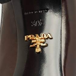 Pre Owned Prada Dark Brown Saffiano Leather Pointed Toe Pumps Size 37.5