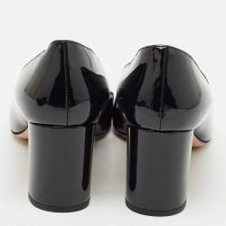 Prada Black Patent Leather Bow Block Heel Pumps Size 37.5