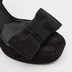 Prada Black Suede Ankle Strap Block Heel Platform Sandals Size 39